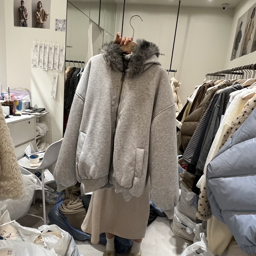 YUNBAL韓國直郵㊣女士新品休閑熱賣推薦夾克毛絨兜帽兩面雙面YUNBAL夾克圖色1