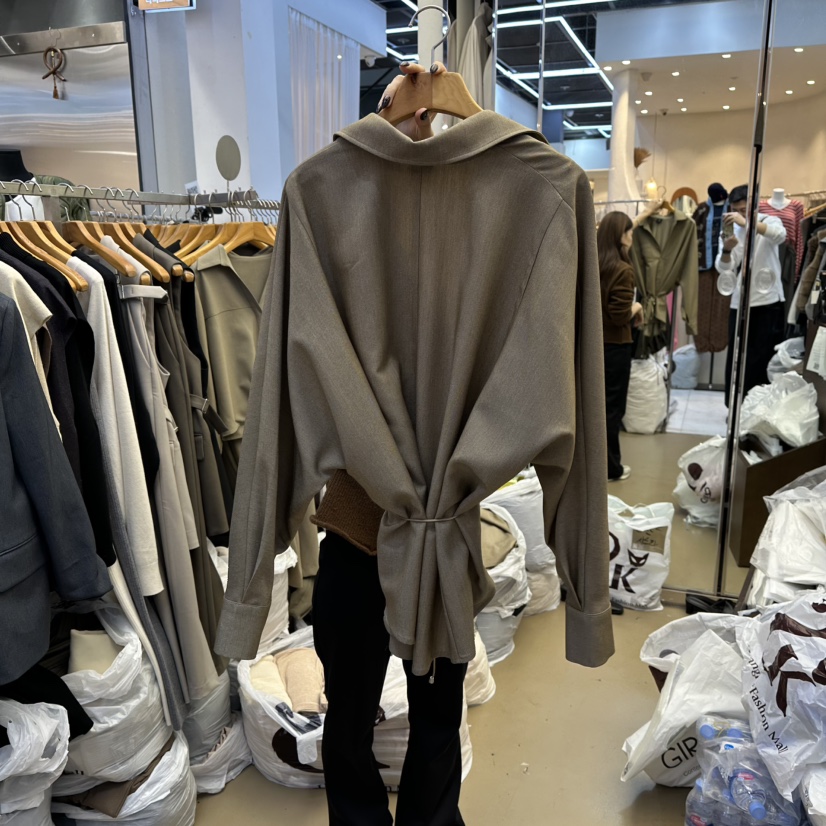 SANS韓國代購㊣女士新品熱賣25秋冬時尚職業襯衫蕾絲衫羊毛SANS襯衫/蕾絲衫