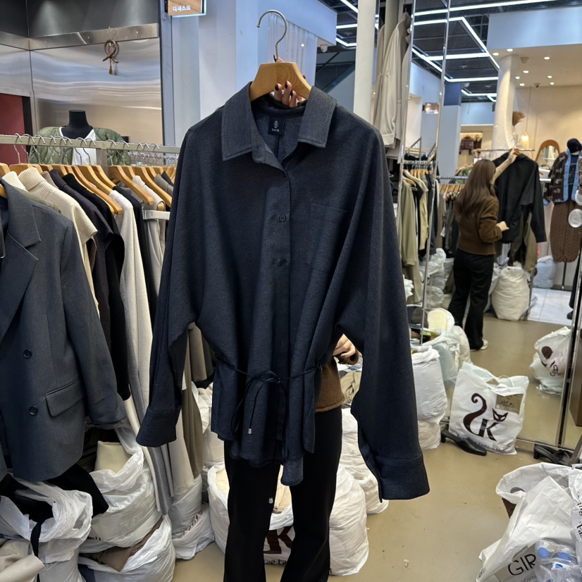 SANS韓國代購㊣女士新品熱賣25秋冬時尚職業襯衫蕾絲衫羊毛SANS襯衫/蕾絲衫圖色3