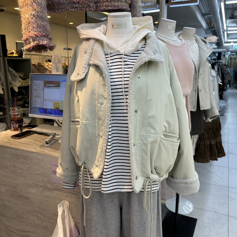 LULULALLA韓國直郵㊣女士新品熱賣人氣職業時尚25秋冬夾克羊毛LULULALLA夾克圖色1