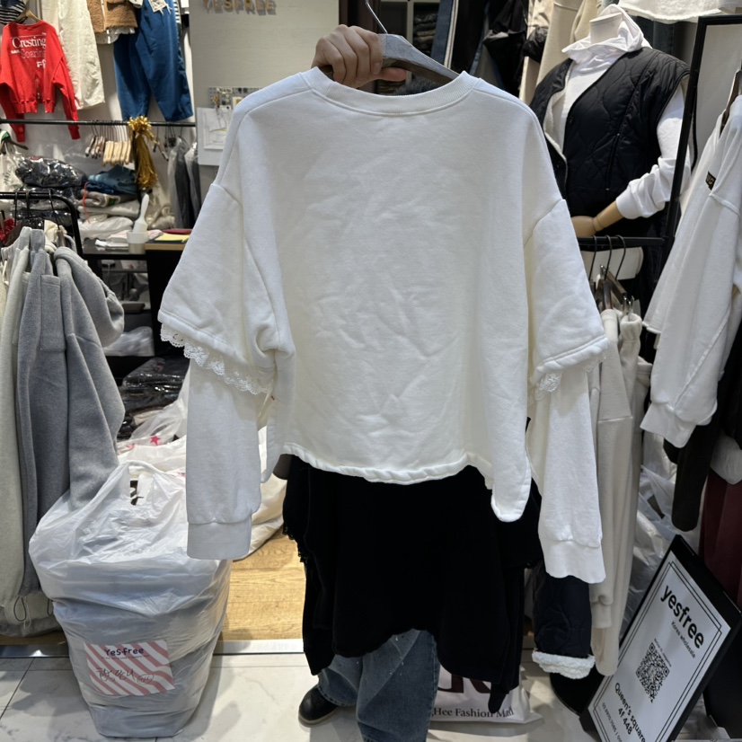 YESFREE東大門㊣直郵女士新款職業休閑時尚25秋冬衛衣假兩件加絨YESFREE衛衣