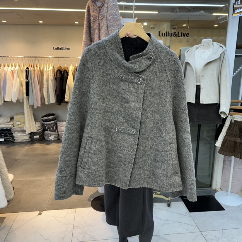 LULULALLA東大門㊣代購女裝新款時尚職業人氣短款大衣可愛的LULULALLA短款大衣圖色2