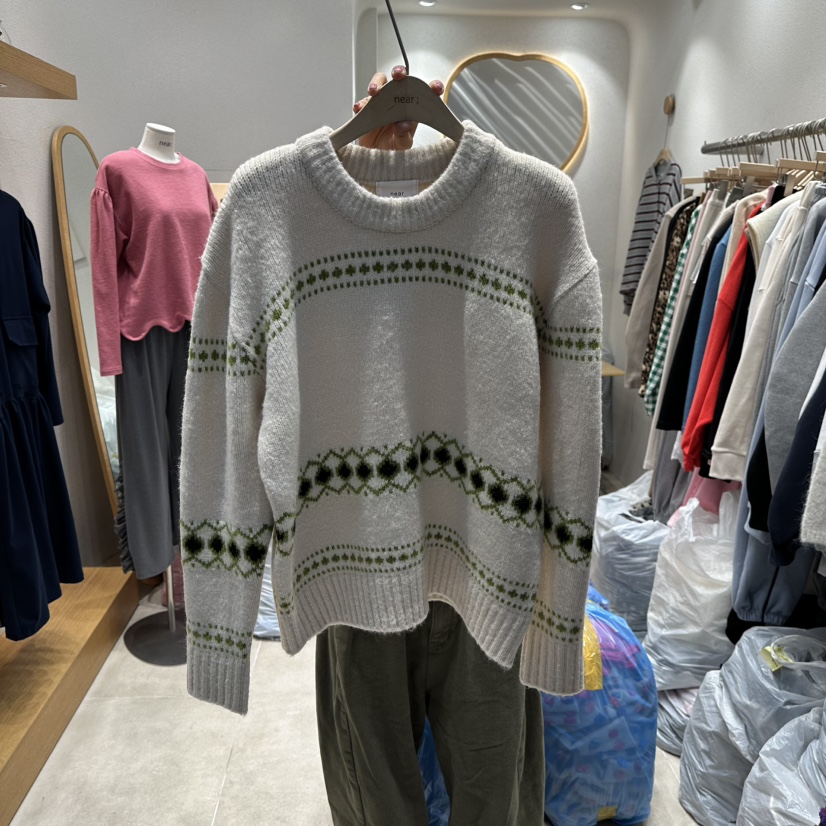 NEAR韓國代購㊣女士新款休閑真品熱賣時尚職業人氣25秋冬針織衫NEAR針織衫圖色1