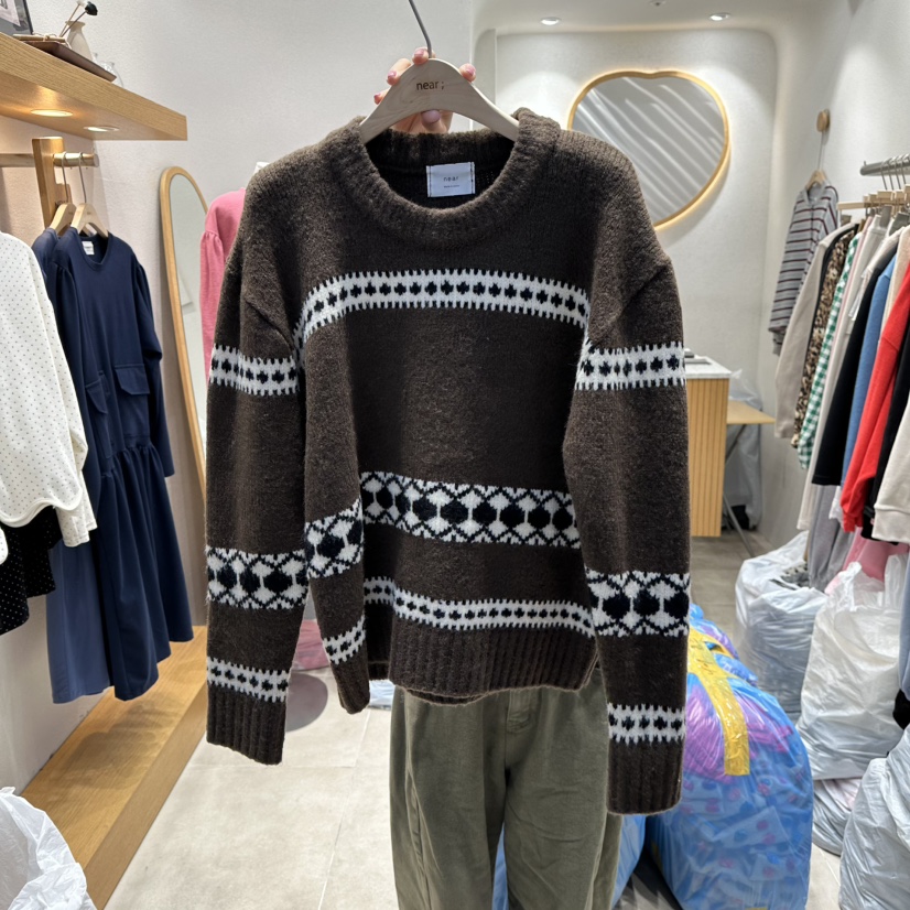 NEAR韓國代購㊣女士新款休閑真品熱賣時尚職業人氣25秋冬針織衫NEAR針織衫圖色2