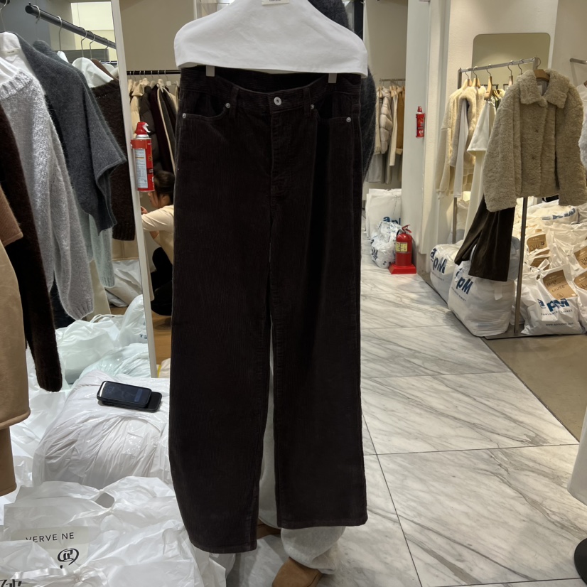 VERVEINE韓國代購㊣女裝新品真品25秋冬休閑褲直筒褲燈芯絨VERVEINE休閑褲圖色1