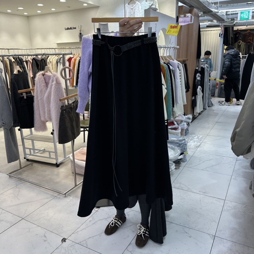 LULULALLA東大門㊣直郵女裝新品熱賣人氣職業時尚25秋冬長裙LULULALLA長裙圖色1黑色