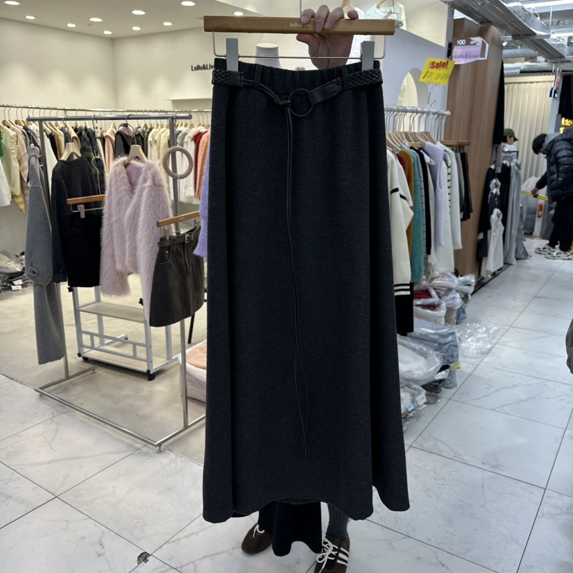 LULULALLA東大門㊣直郵女裝新品熱賣人氣職業時尚25秋冬長裙LULULALLA長裙圖色2灰色