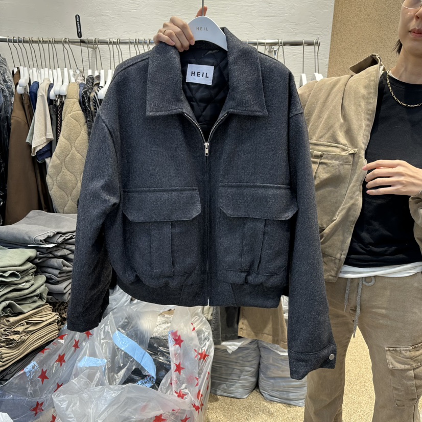 HEIL東大門㊣實拍女裝新款休閑熱賣人氣真品時尚夾克人字紋HEIL夾克圖色1