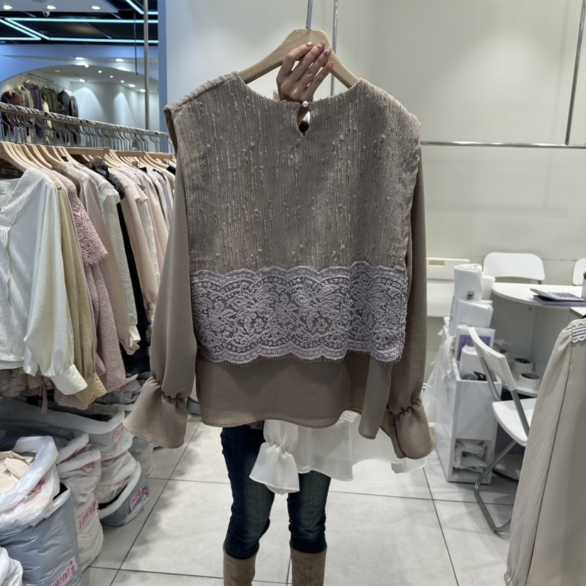 BLUE RIBBON韓國代購㊣女士新款熱賣真品時尚職業襯衫蕾絲衫BLUE RIBBON襯衫/蕾絲衫