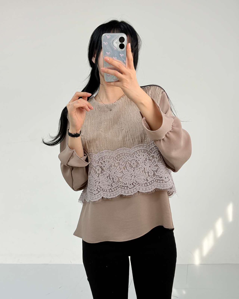 BLUE RIBBON韓國代購㊣女士新款熱賣真品時尚職業襯衫蕾絲衫BLUE RIBBON襯衫/蕾絲衫