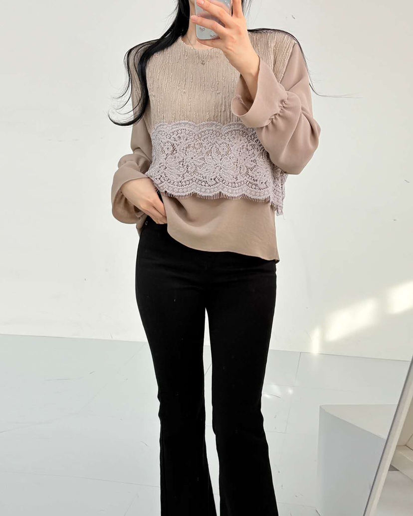 BLUE RIBBON韓國代購㊣女士新款熱賣真品時尚職業襯衫蕾絲衫BLUE RIBBON襯衫/蕾絲衫