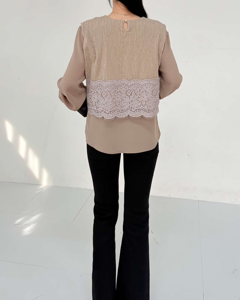 BLUE RIBBON韓國代購㊣女士新款熱賣真品時尚職業襯衫蕾絲衫BLUE RIBBON襯衫/蕾絲衫