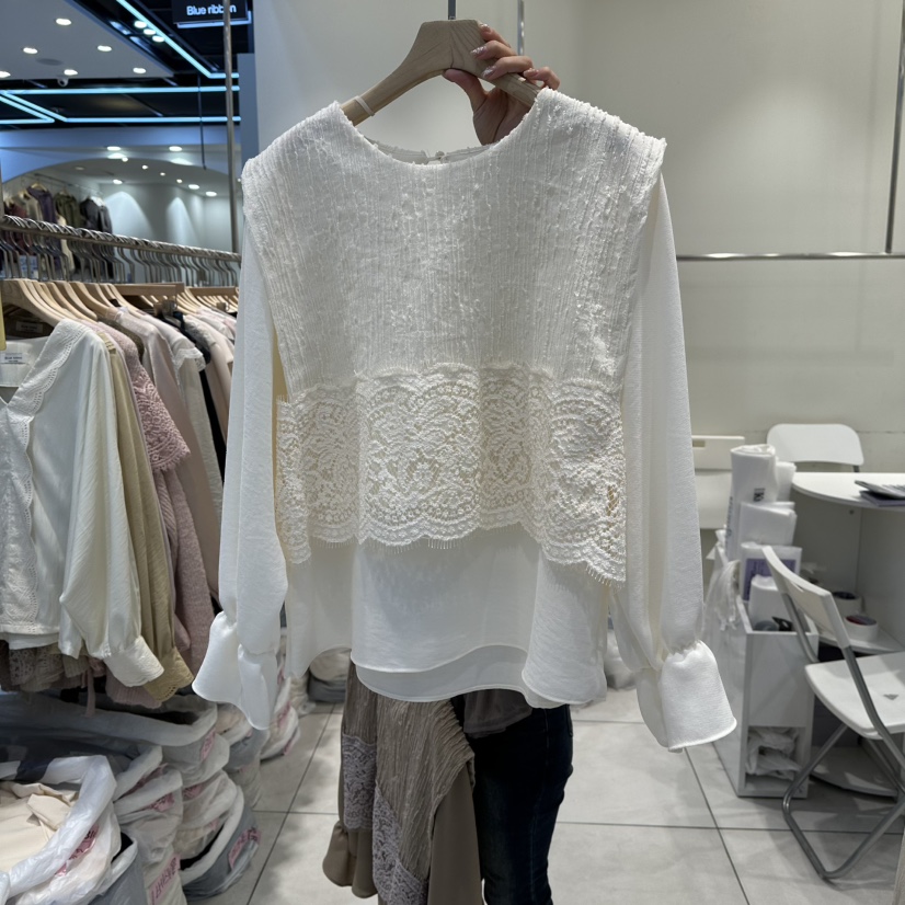 BLUE RIBBON韓國代購㊣女士新款熱賣真品時尚職業襯衫蕾絲衫BLUE RIBBON襯衫/蕾絲衫圖色1