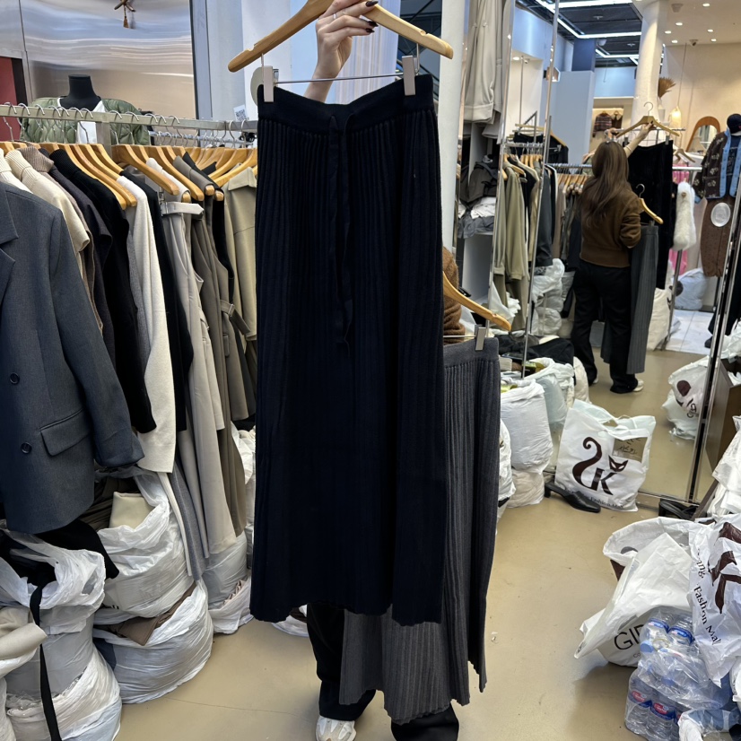 SANS東大門㊣實拍女裝新品熱賣時尚人氣25秋冬休閑長裙褶裥SANS長裙圖色4