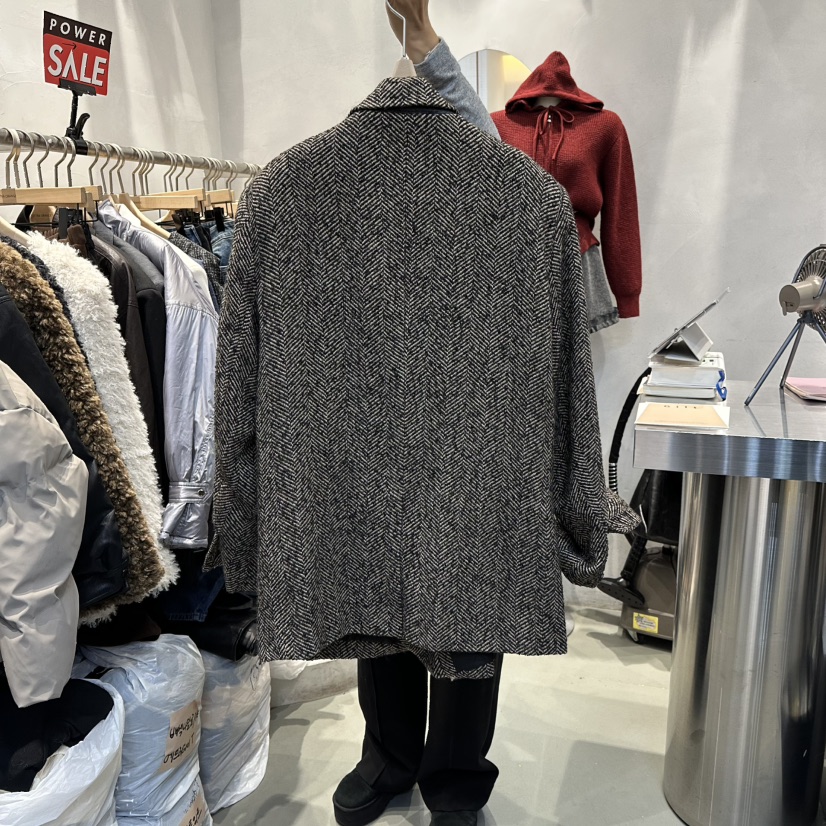 ULTRAORANGE韓國代購㊣女裝新品真品休閑25秋冬夾克人字紋羊毛GILT/ULTRAORANGE夾克