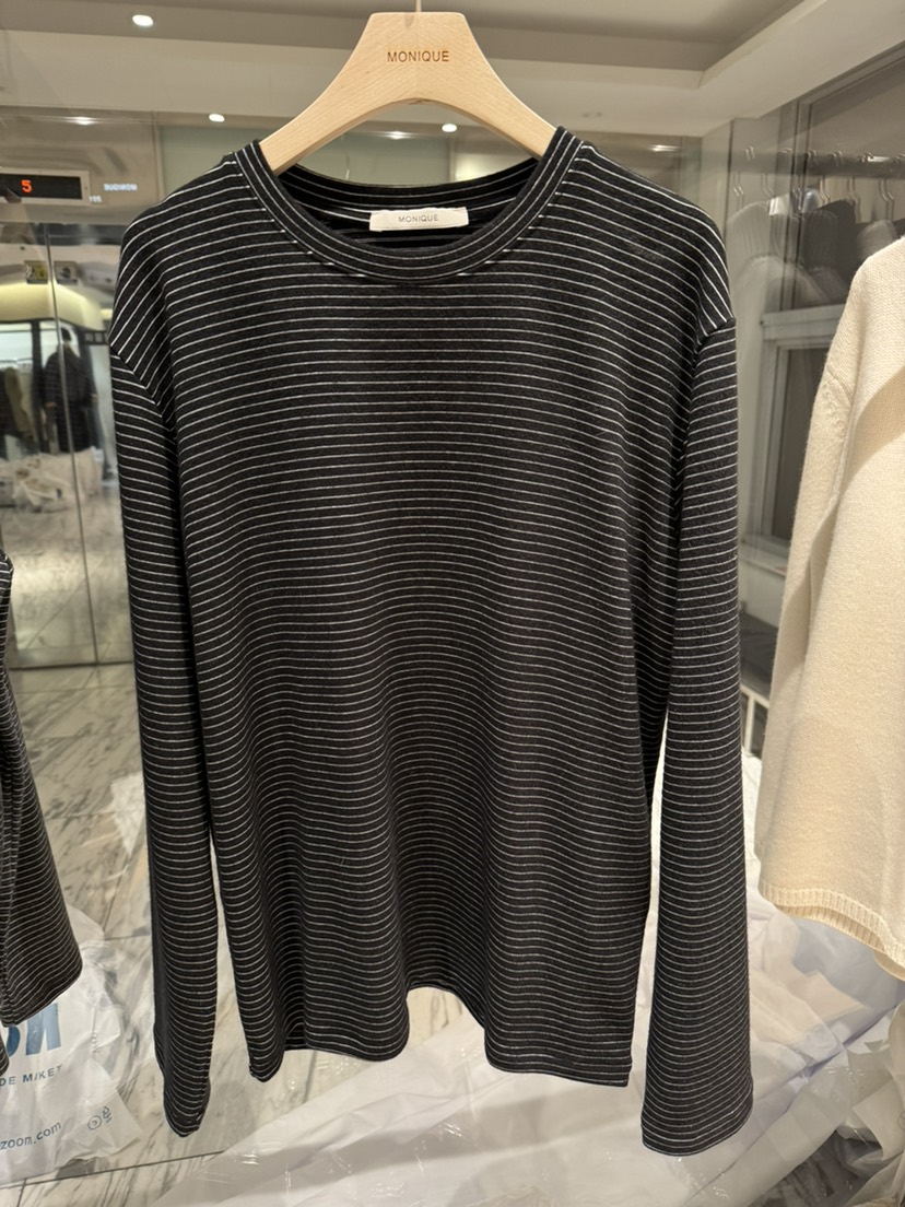 MONIQUE東大門㊣實拍女裝新品推薦25秋冬長袖T恤安哥拉條紋MONIQUE長袖T恤圖色3