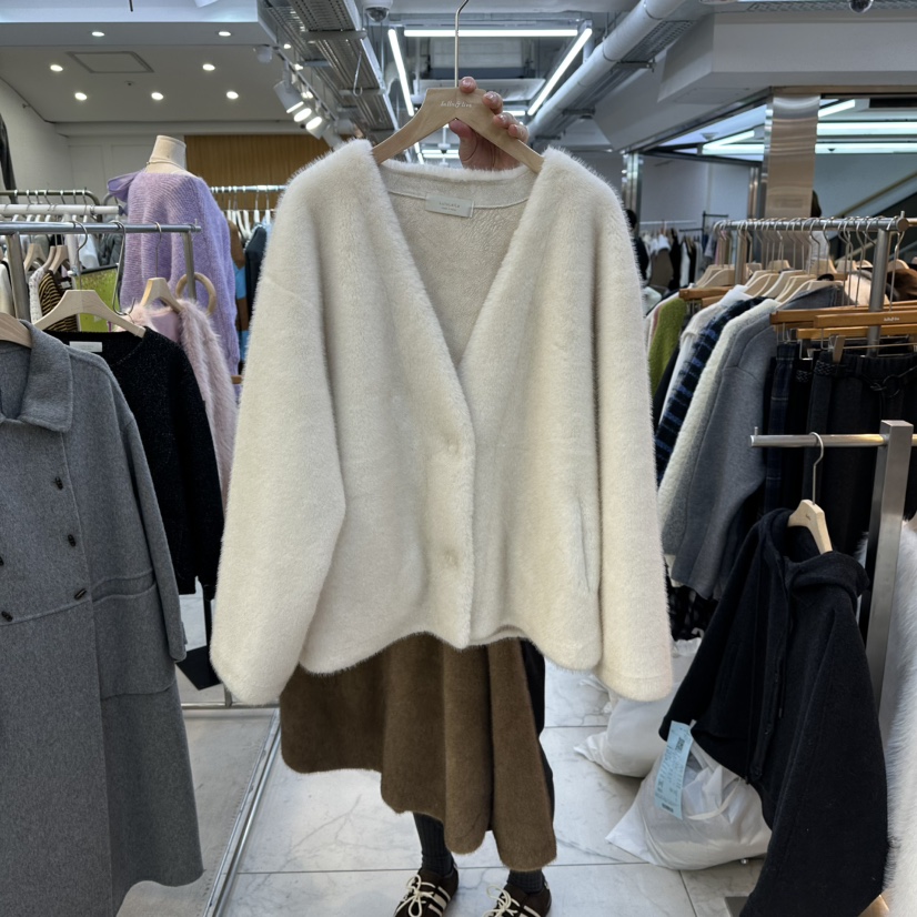 LULULALLA韓國代購㊣女裝新款25秋冬推薦職業人氣短款大衣皮草LULULALLA短款大衣圖色1