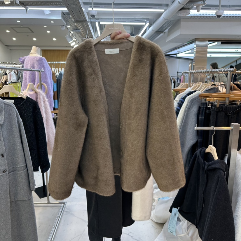 LULULALLA韓國代購㊣女裝新款25秋冬推薦職業人氣短款大衣皮草LULULALLA短款大衣圖色2