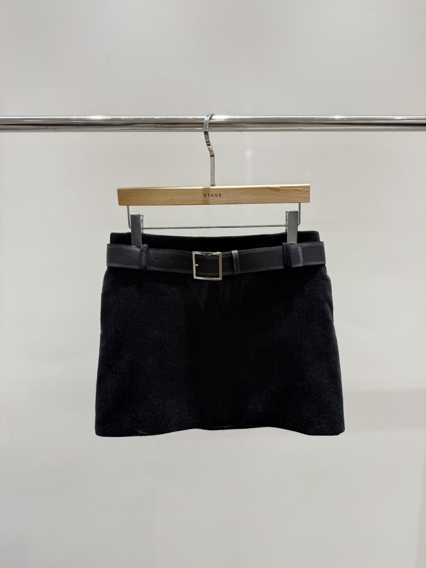STAGE韓國代購㊣女士新款職業25秋冬推薦休閑真品短裙不含腰帶STAGE短裙圖色2