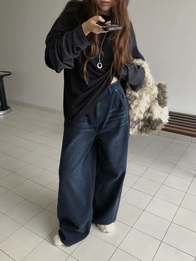 MADE-P東大門㊣實拍女裝新品熱賣休閑25秋冬推薦時尚牛仔褲MADE-P牛仔褲