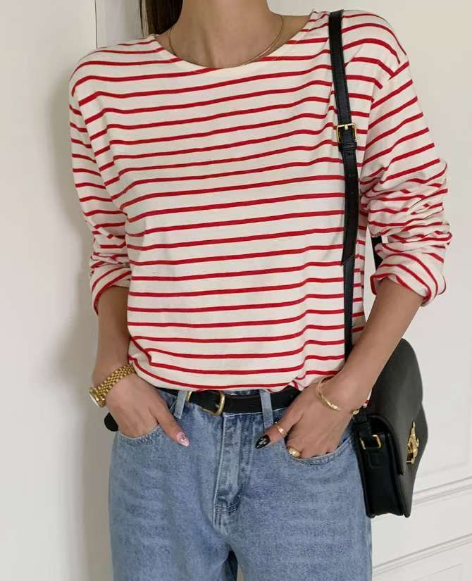 PASTELDEER東大門㊣實拍女士新款熱賣職業長袖T恤單排扣純棉PASTELDEER長袖T恤圖色4