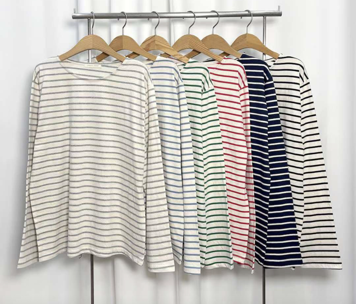 PASTELDEER東大門㊣實拍女士新款熱賣職業長袖T恤單排扣純棉PASTELDEER長袖T恤圖色5左五色