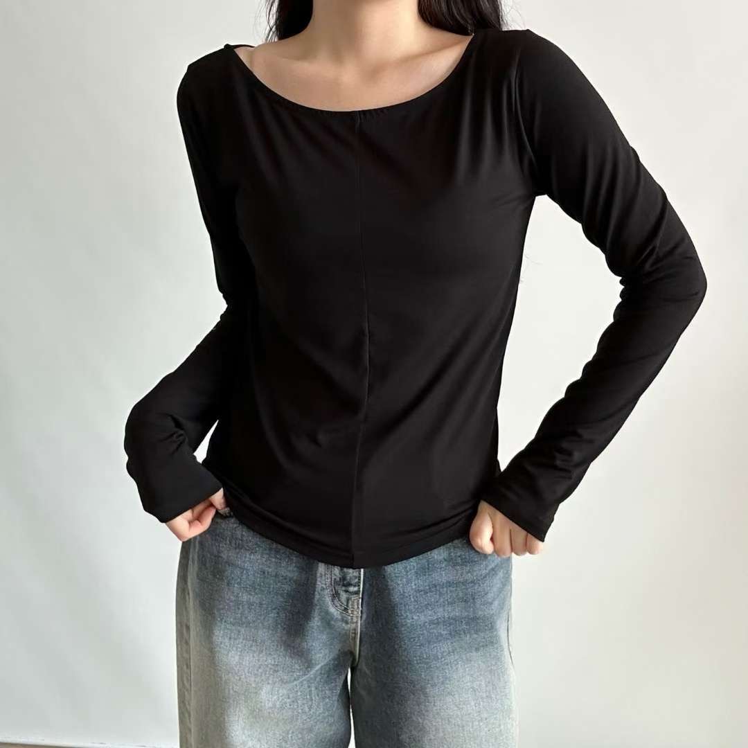 PASTELDEER東大門㊣代購女士新品人氣推薦真品長袖T恤船領鏤空PASTELDEER長袖T恤圖色2