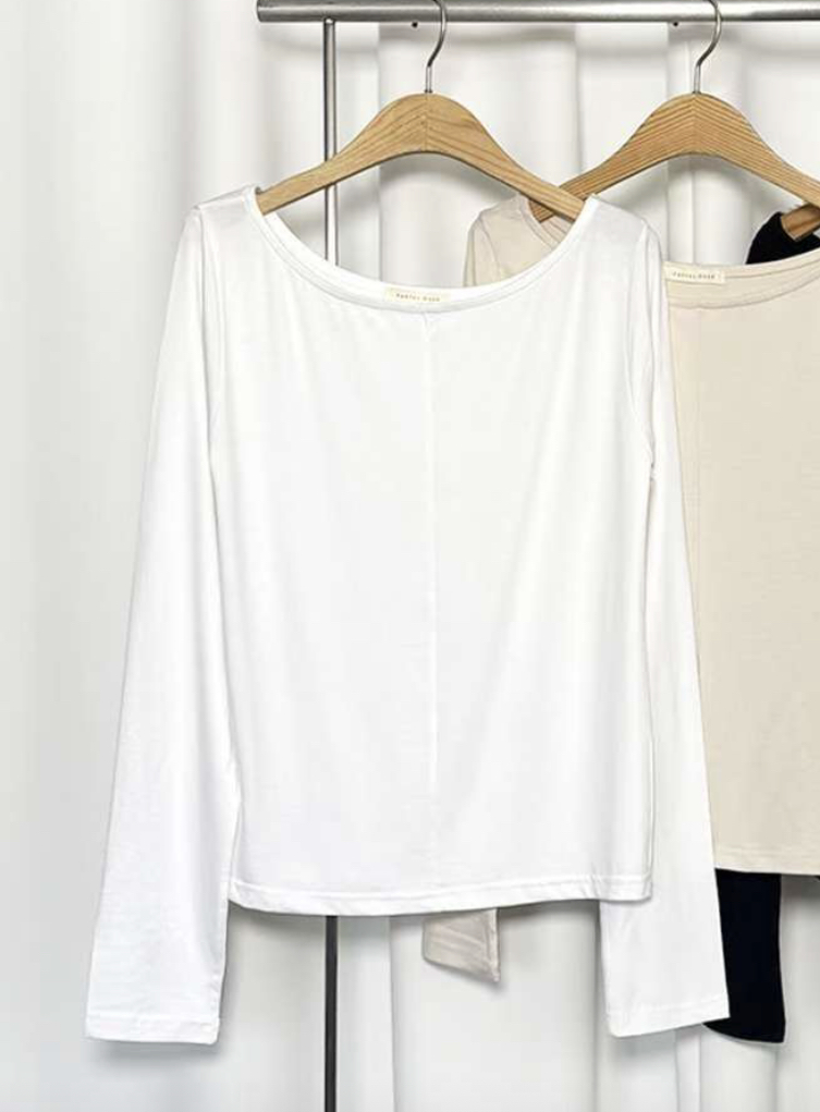 PASTELDEER東大門㊣代購女士新品人氣推薦真品長袖T恤船領鏤空PASTELDEER長袖T恤圖色3