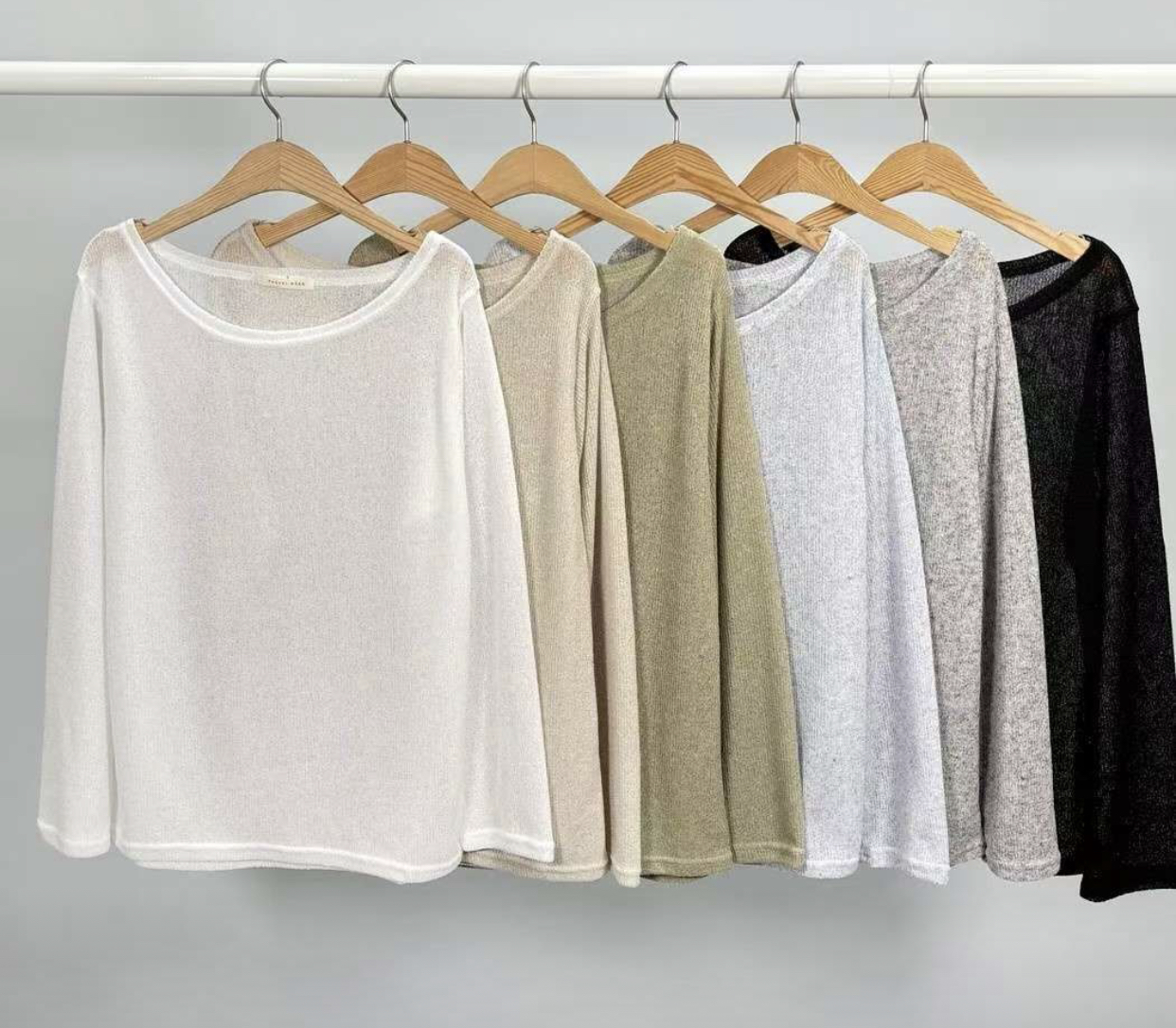 PASTELDEER東大門㊣實拍女裝新品人氣休閑熱賣長袖T恤船領亞麻PASTELDEER長袖T恤圖色3左三色
