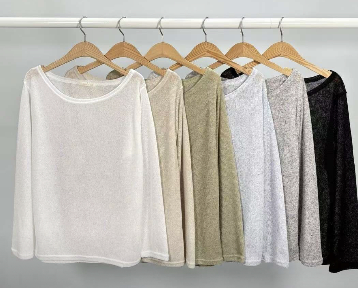 PASTELDEER東大門㊣實拍女裝新品人氣休閑熱賣長袖T恤船領亞麻PASTELDEER長袖T恤圖色4左四色