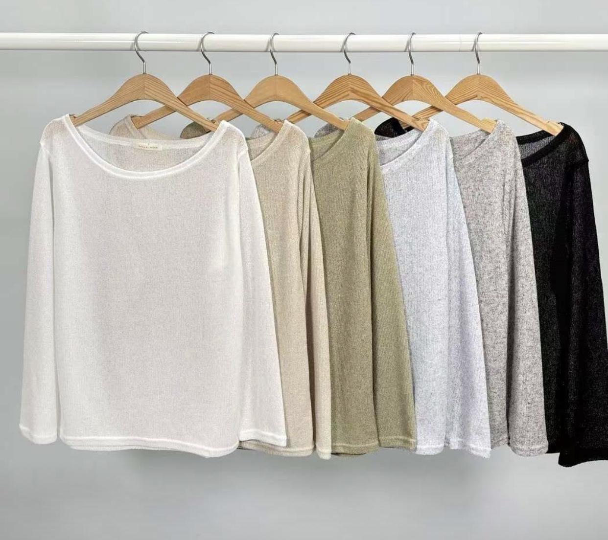 PASTELDEER東大門㊣實拍女裝新品人氣休閑熱賣長袖T恤船領亞麻PASTELDEER長袖T恤圖色6左六色