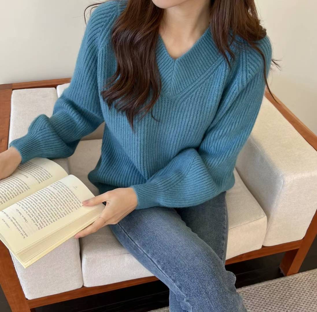 MU 뮤-T東大門㊣實拍女裝新品25秋冬推薦時尚熱賣毛衣V領MU 뮤-T毛衣