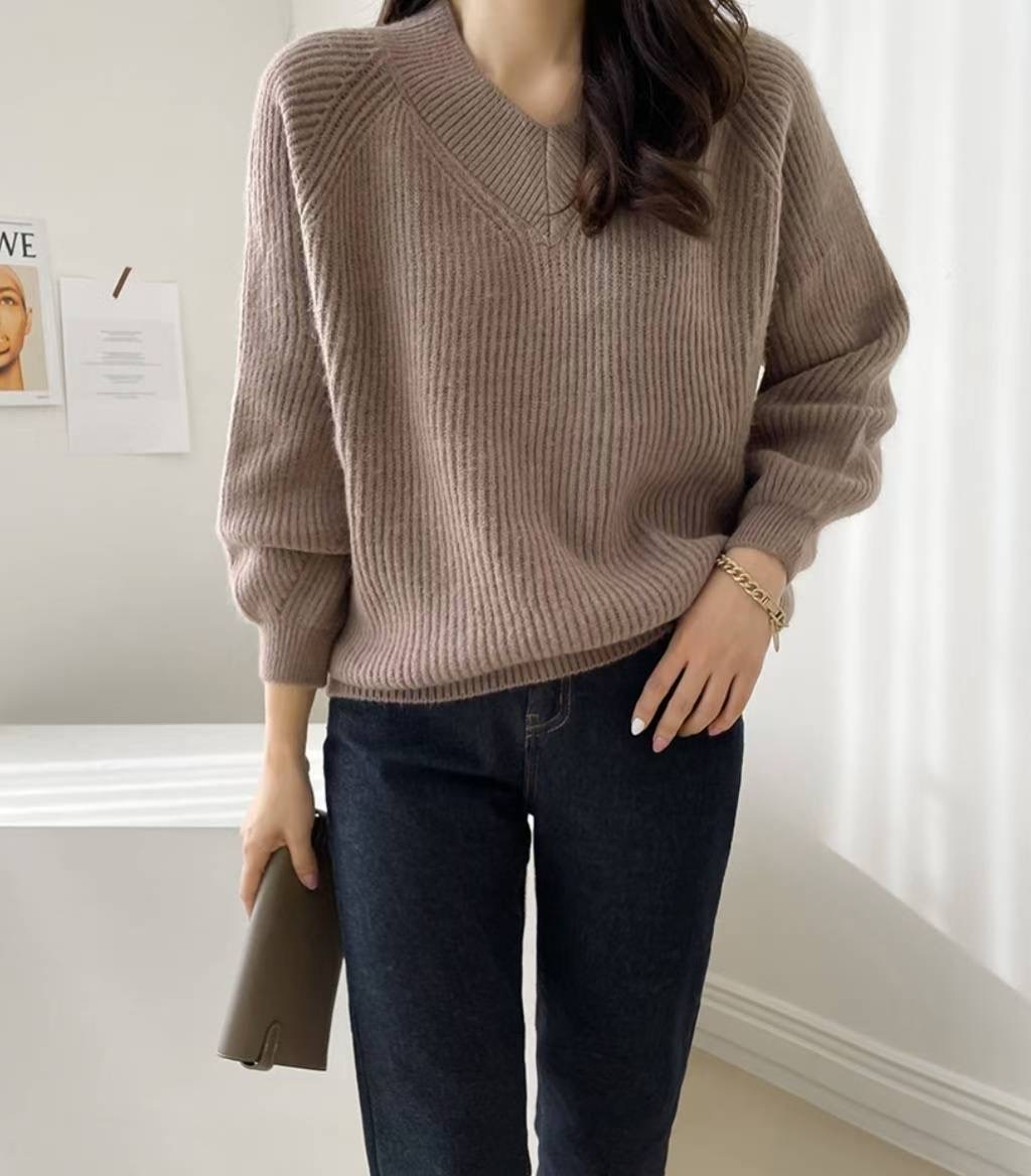 MU 뮤-T東大門㊣實拍女裝新品25秋冬推薦時尚熱賣毛衣V領MU 뮤-T毛衣圖色3