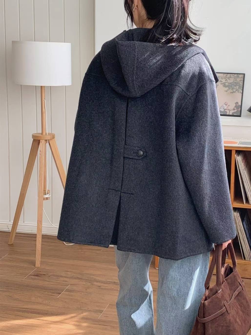 MU 뮤-T韓國代購㊣女裝新品職業人氣時尚休閑短款大衣手工MU 뮤-T短款大衣