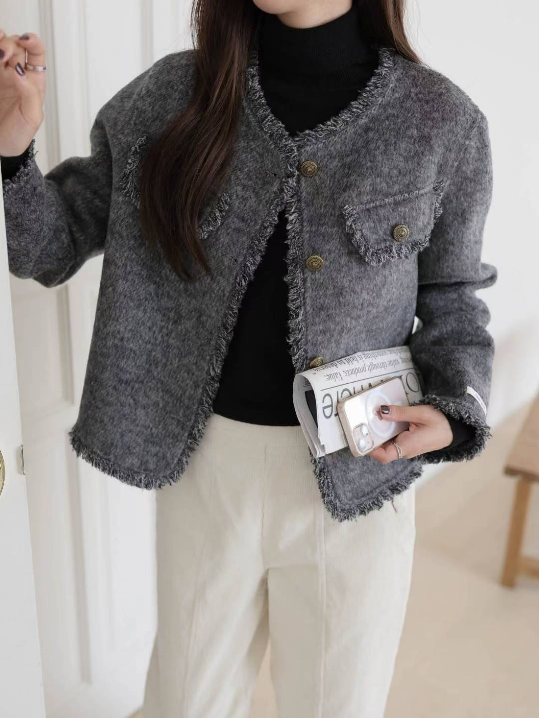 MU 뮤-T東大門㊣直郵女士新款職業熱賣休閑推薦夾克手工羊毛MU 뮤-T夾克