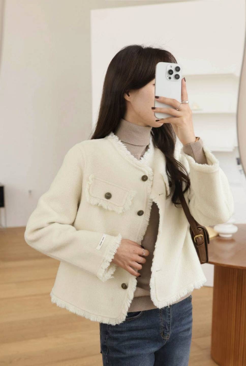 MU 뮤-T東大門㊣直郵女士新款職業熱賣休閑推薦夾克手工羊毛MU 뮤-T夾克圖色2