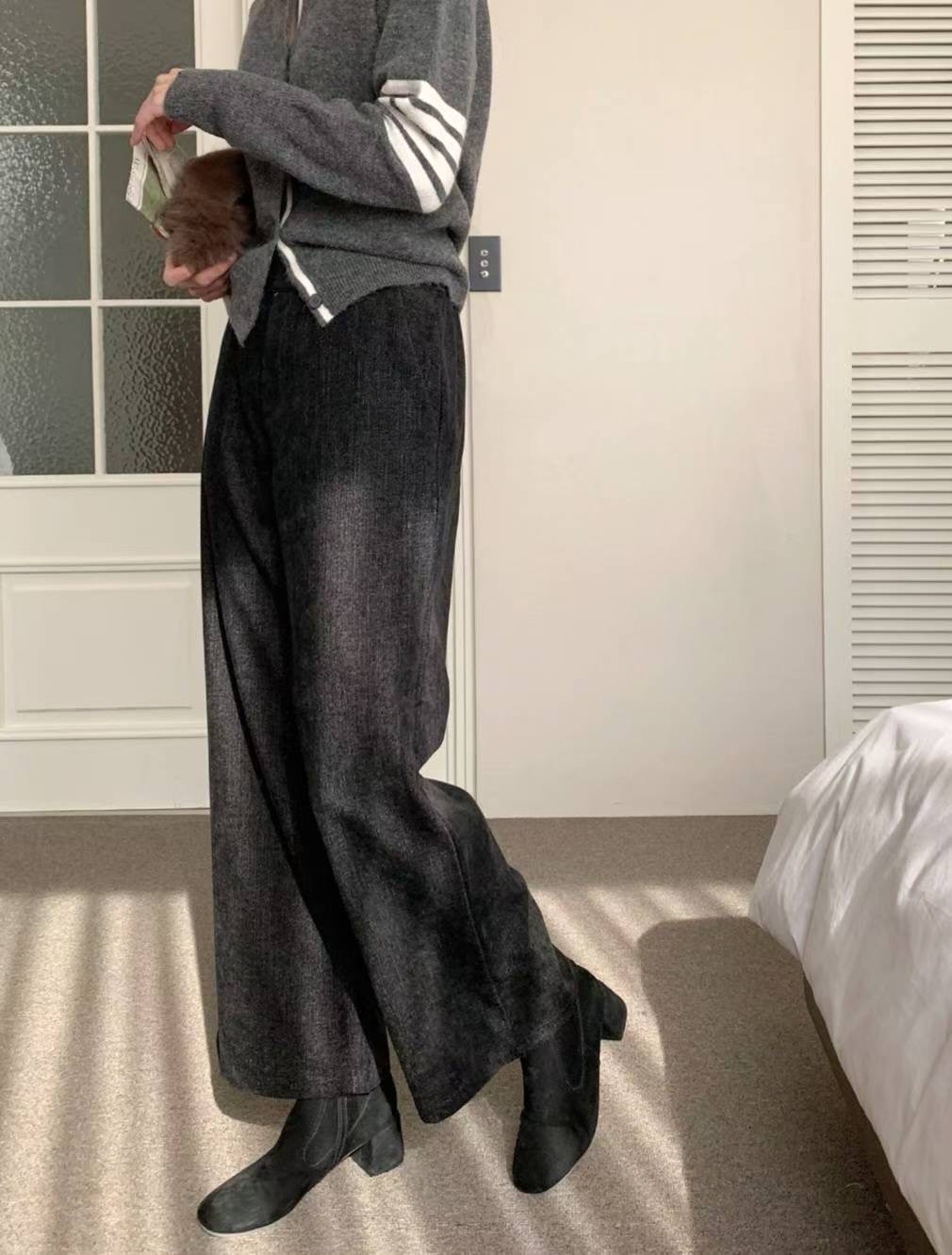 MU 뮤-T東大門㊣代購女裝新款人氣休閑職業熱賣休閑褲抓絨MU 뮤-T休閑褲