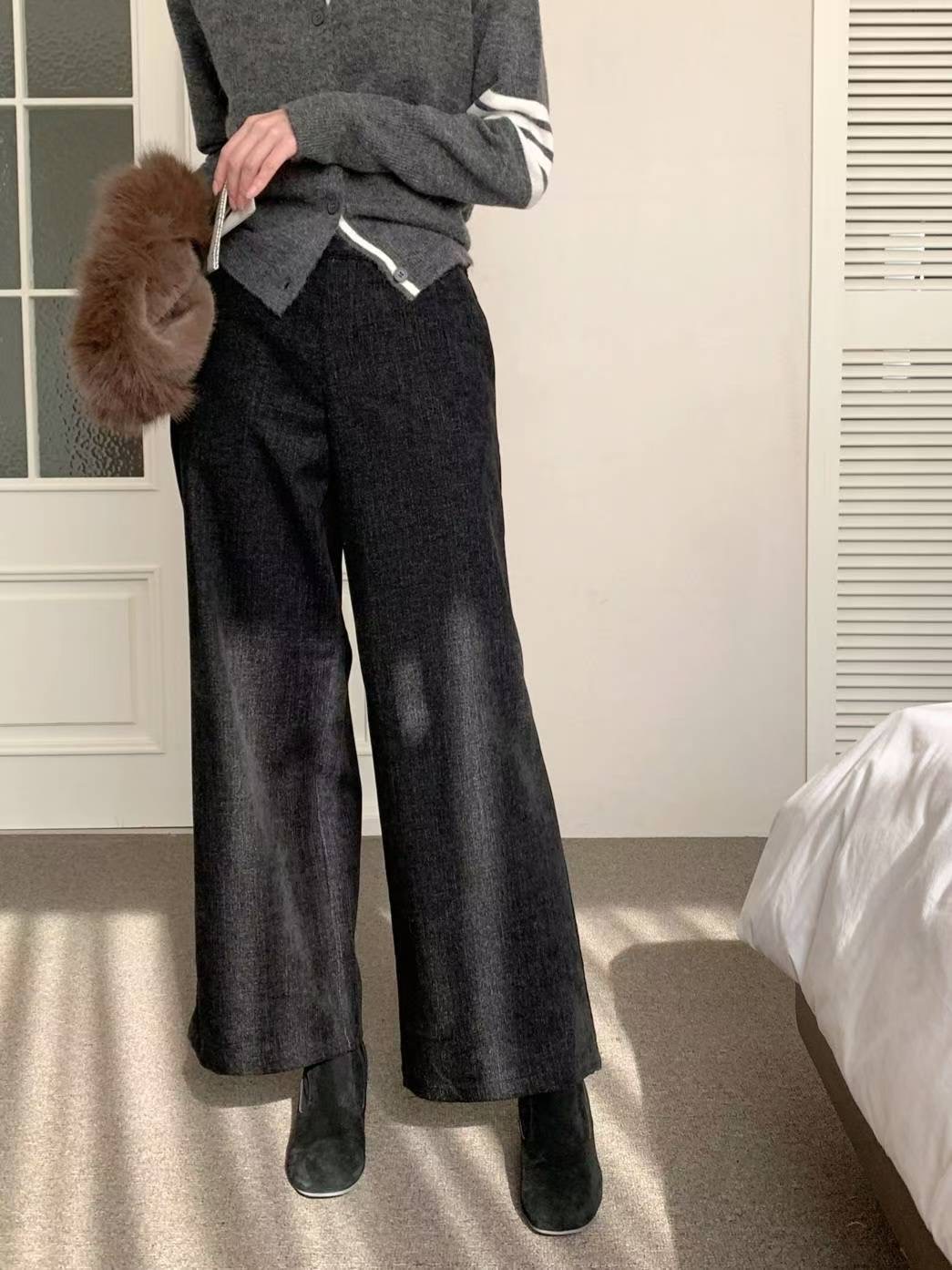 MU 뮤-T東大門㊣代購女裝新款人氣休閑職業熱賣休閑褲抓絨MU 뮤-T休閑褲圖色1