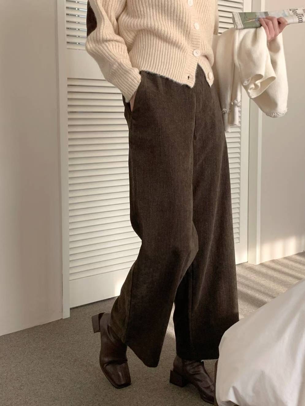 MU 뮤-T東大門㊣代購女裝新款人氣休閑職業熱賣休閑褲抓絨MU 뮤-T休閑褲圖色2