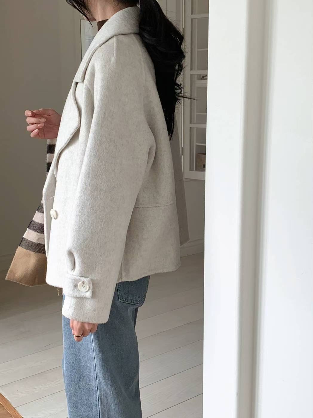 MU 뮤-T東大門㊣直郵女裝新品休閑25秋冬人氣短款大衣手工MU 뮤-T短款大衣