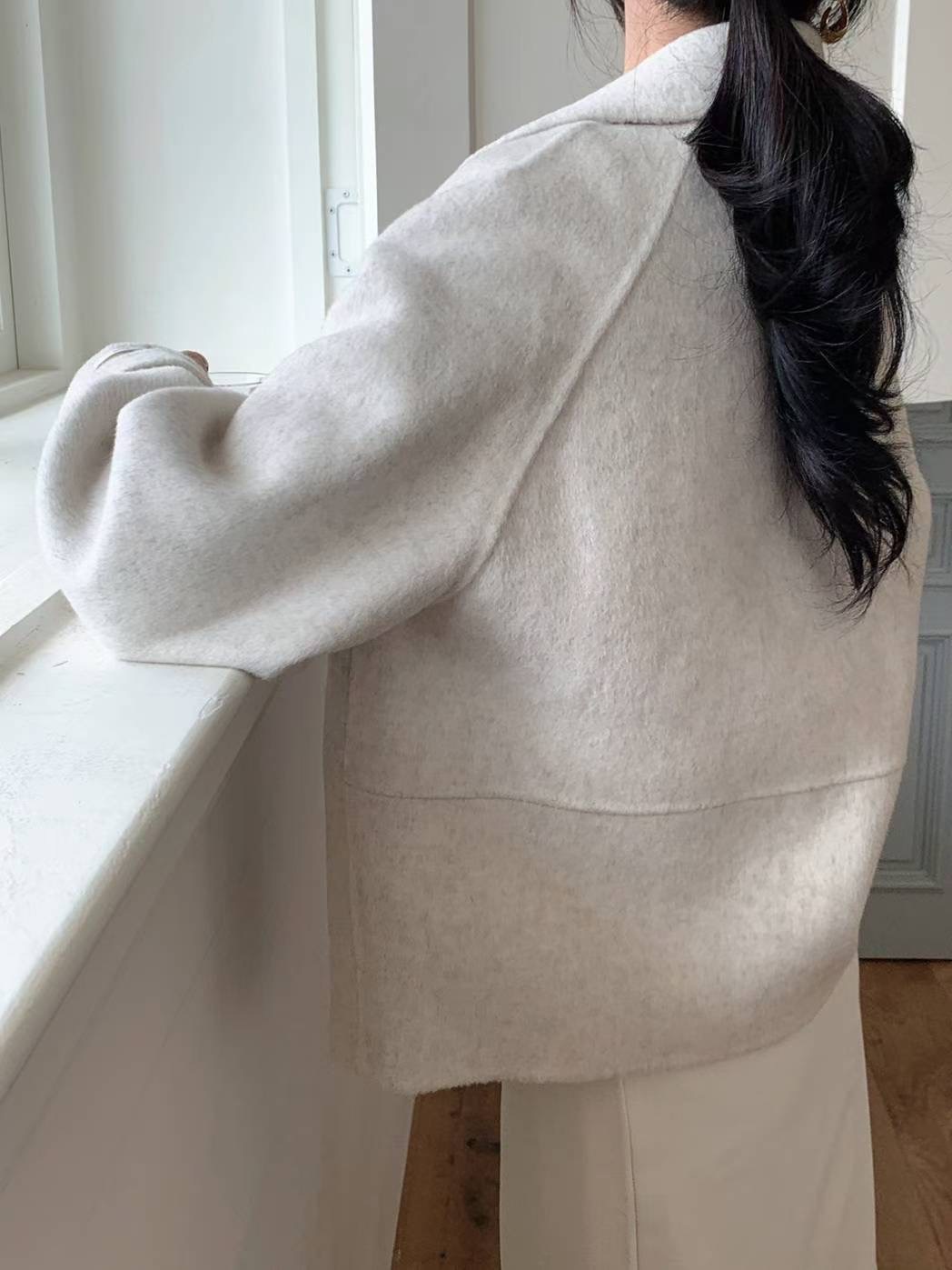 MU 뮤-T東大門㊣直郵女裝新品休閑25秋冬人氣短款大衣手工MU 뮤-T短款大衣