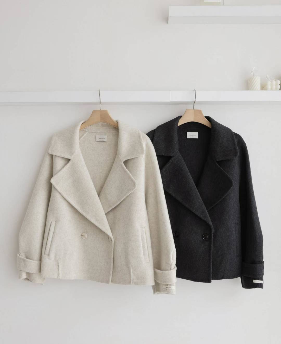 MU 뮤-T東大門㊣直郵女裝新品休閑25秋冬人氣短款大衣手工MU 뮤-T短款大衣