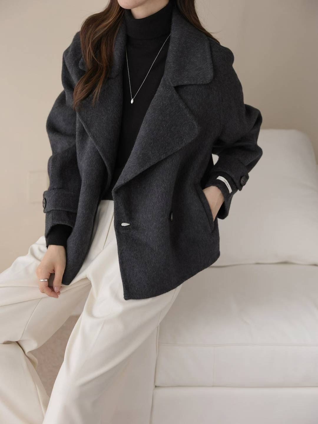 MU 뮤-T東大門㊣直郵女裝新品休閑25秋冬人氣短款大衣手工MU 뮤-T短款大衣圖色1