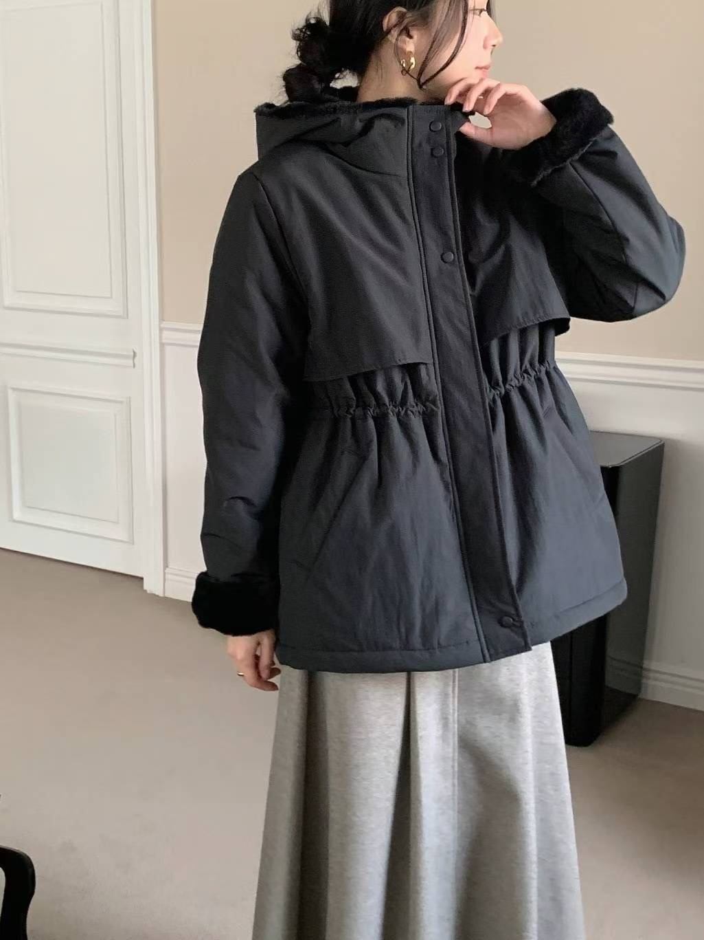 MU 뮤-T東大門㊣代購女裝新品時尚休閑人氣短款棉服連帽絨MU 뮤-T短款棉服圖色1