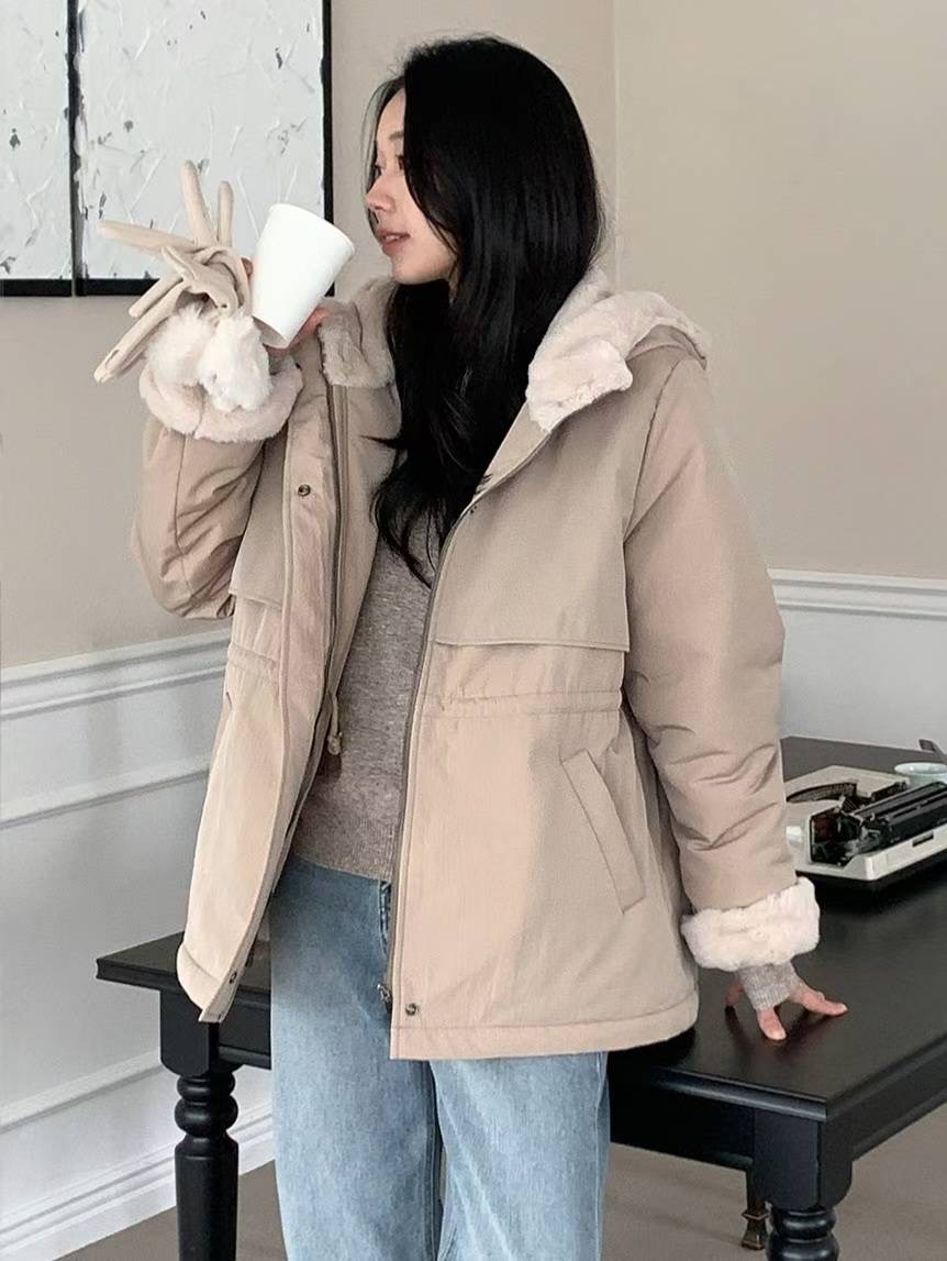 MU 뮤-T東大門㊣代購女裝新品時尚休閑人氣短款棉服連帽絨MU 뮤-T短款棉服圖色2