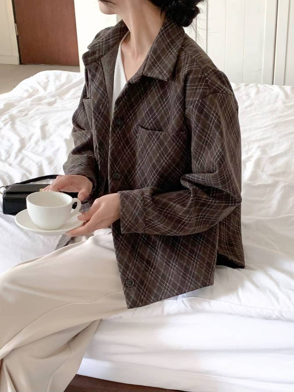 MU 뮤-T東大門㊣直郵女士新款人氣推薦職業25秋冬短款大衣MU 뮤-T短款大衣