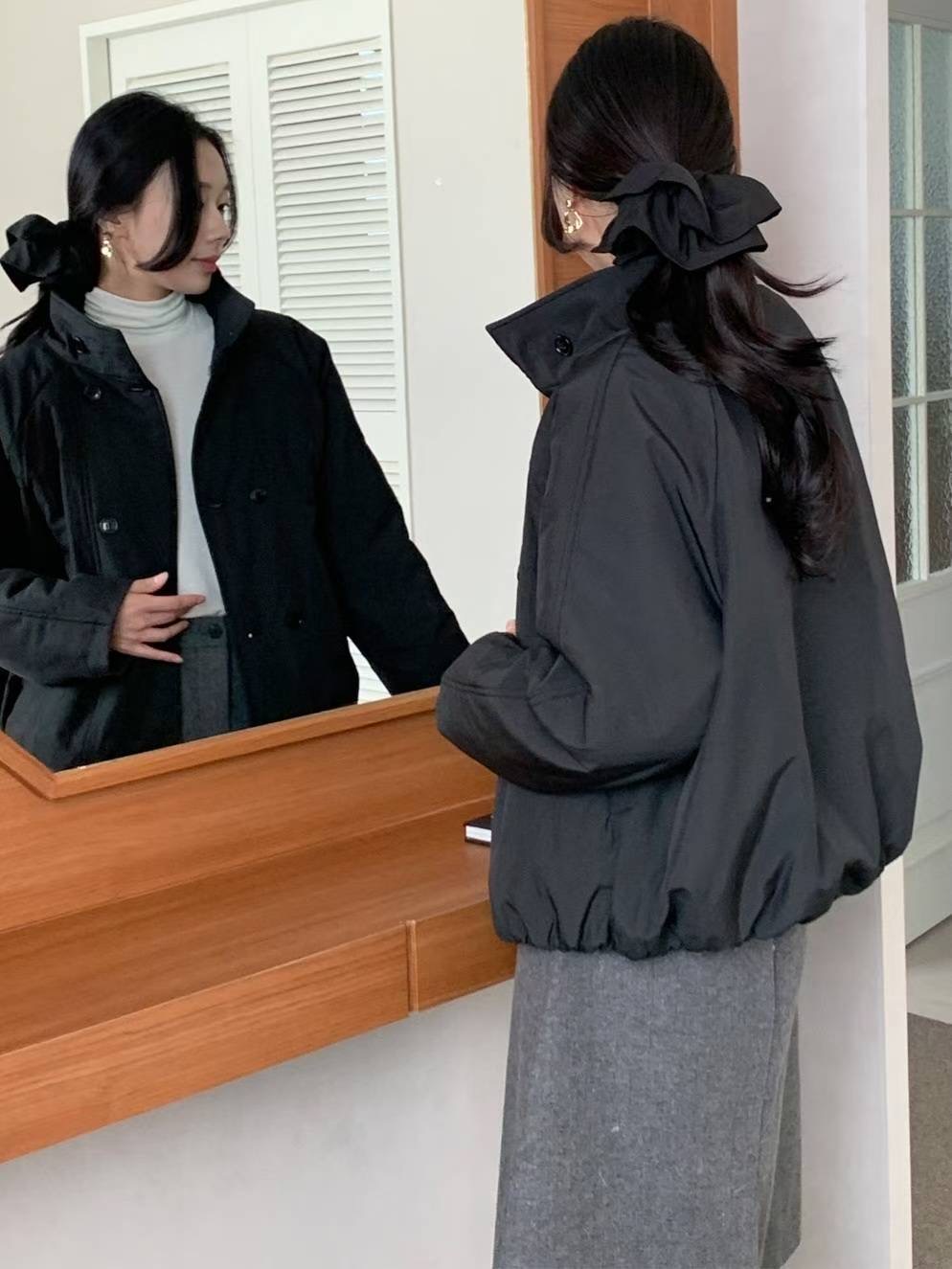 MU 뮤-T東大門㊣代購女士新品熱賣時尚推薦職業短款棉服毛皮MU 뮤-T短款棉服