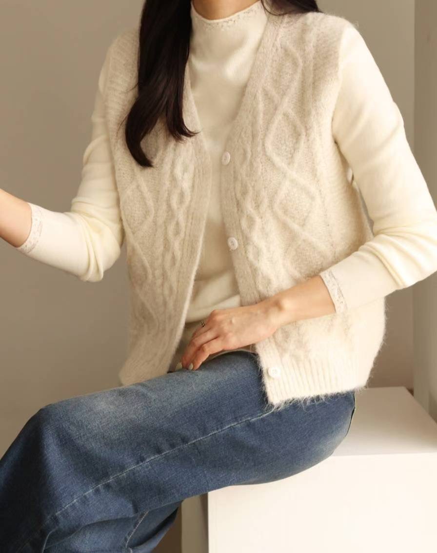 MU 뮤-T東大門㊣實拍女士新款熱賣推薦休閑時尚25秋冬馬甲羊毛MU 뮤-T馬甲