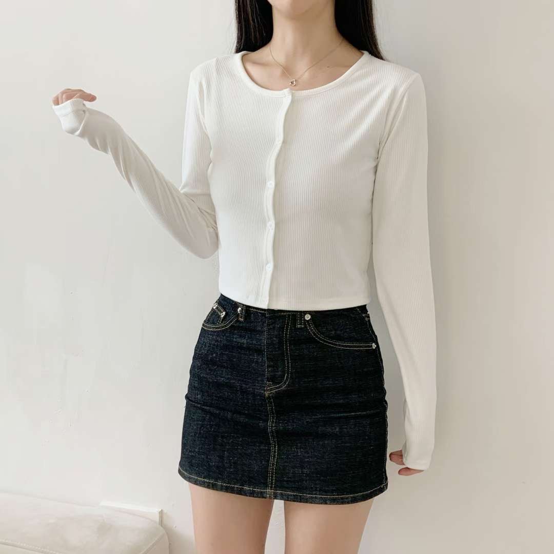 WOO SUNG東大門㊣代購女裝新款熱賣推薦針織衫羊皮混紡開衫WOO SUNG針織衫圖色1