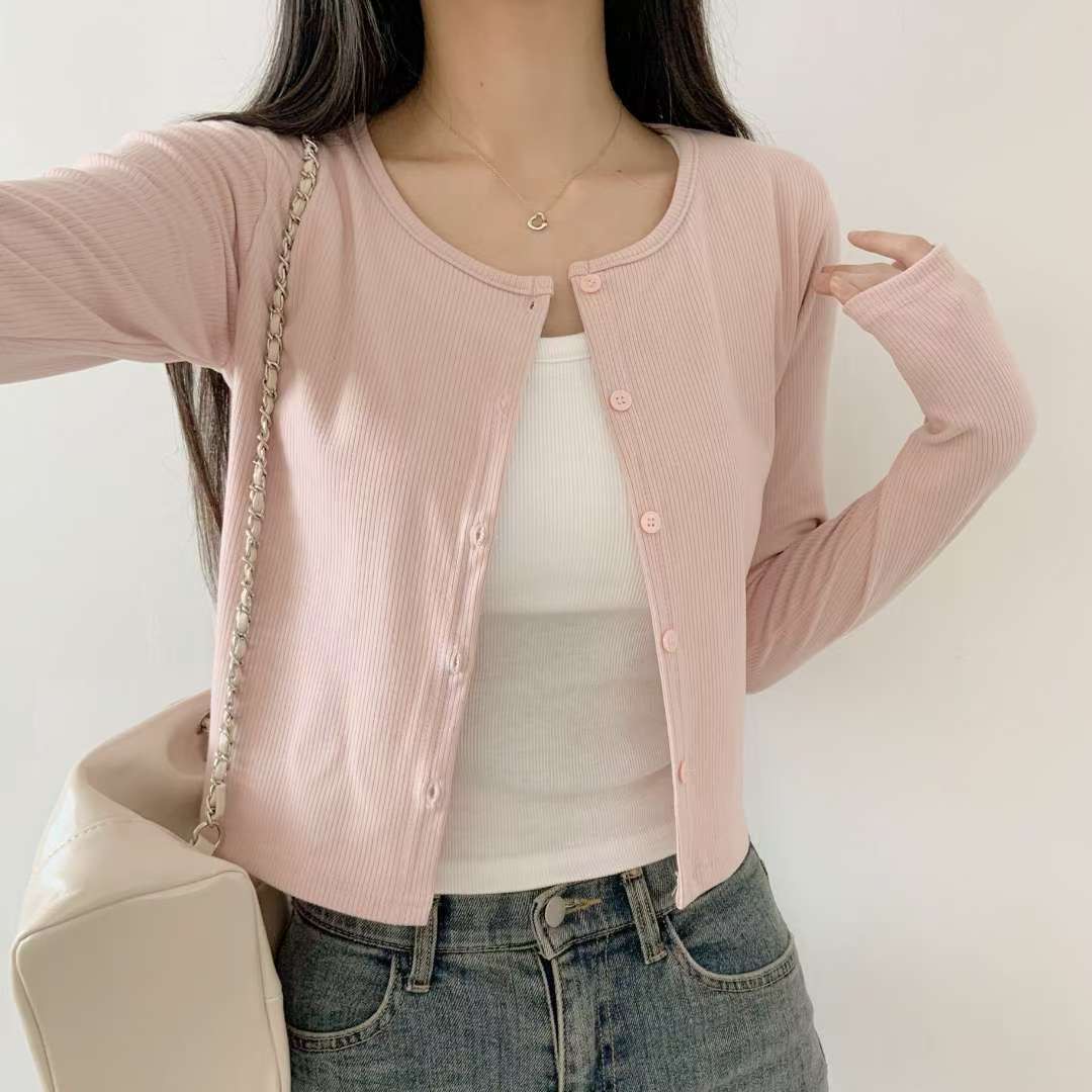 WOO SUNG東大門㊣代購女裝新款熱賣推薦針織衫羊皮混紡開衫WOO SUNG針織衫圖色3